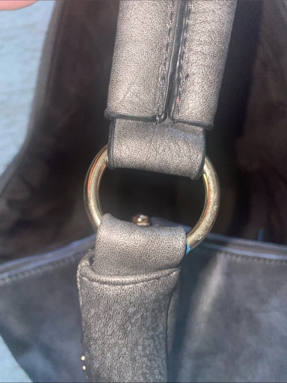 Classic Silver/Gray Leather Hobo Bag with Tassel
